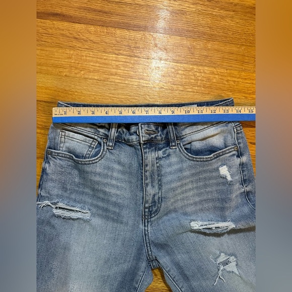 Eunina high Rise relaxed cropped Distressed Blue Jeans size 5 (b4 - Picture 4 of 10